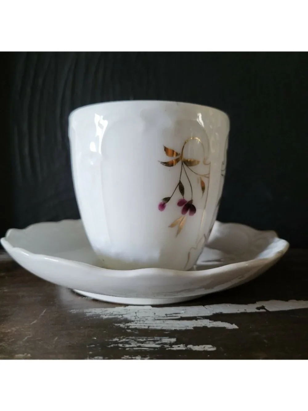 Antique Mustache Cup and Saucer 